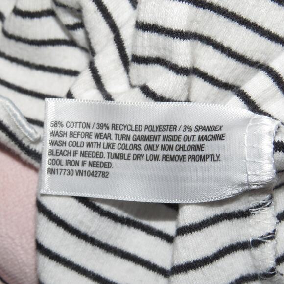 Cat & Jack White Striped Mock Neck Ribbed Girls Long Sleeve Shirt - Picture 6 of 6